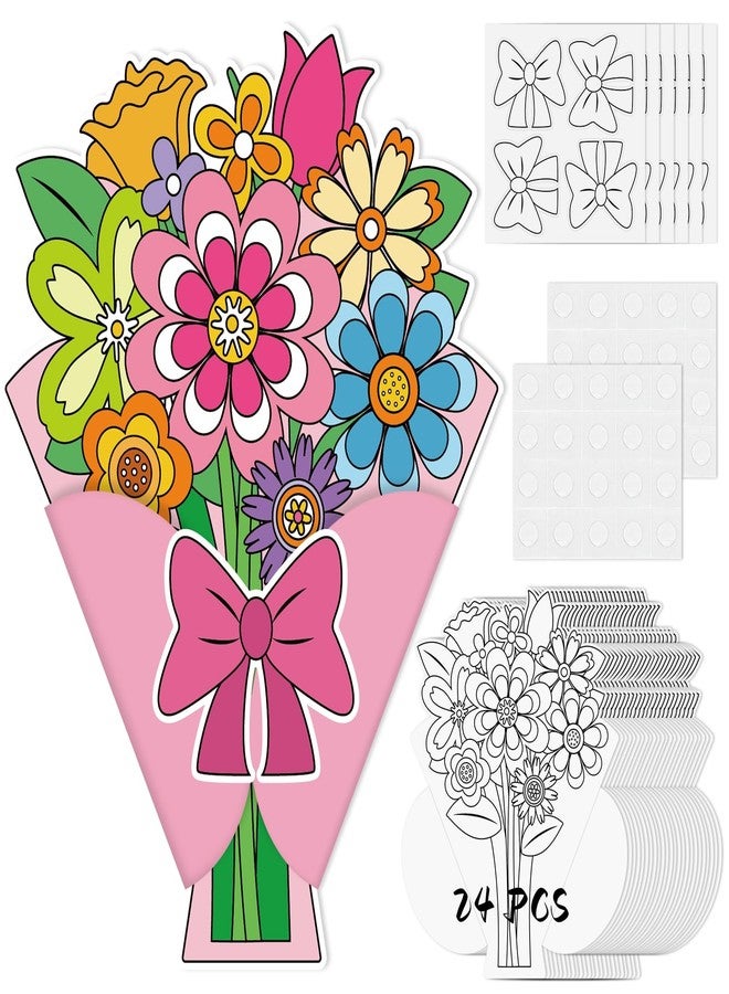 Sereliy 24 Set Mother's Day Crafts DIY Card Color Your Bouquet Craft for Mothers Day Gifts Craft Birthday Gift Classroom Activities.（24 Bouquet） - Image 1